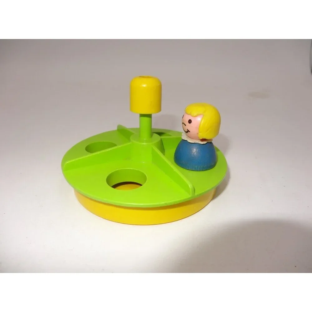Fisher Price Little People Merry Go Round School Playground Yellow Green an Girl